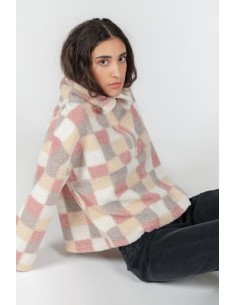 24 Colours Teddy Checked Shirt in Beige - 50721a 2