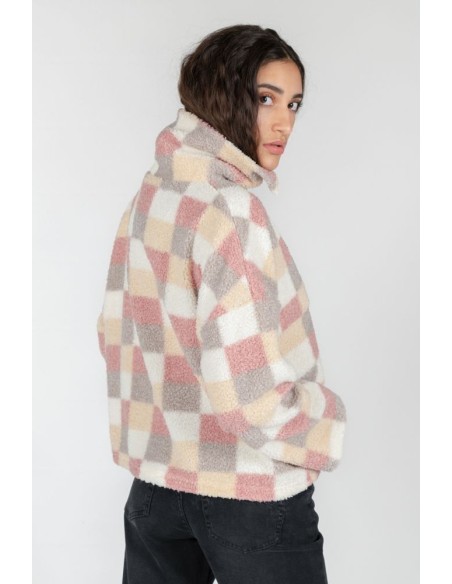 24 Colours Teddy Checked Shirt in Beige - 50721a