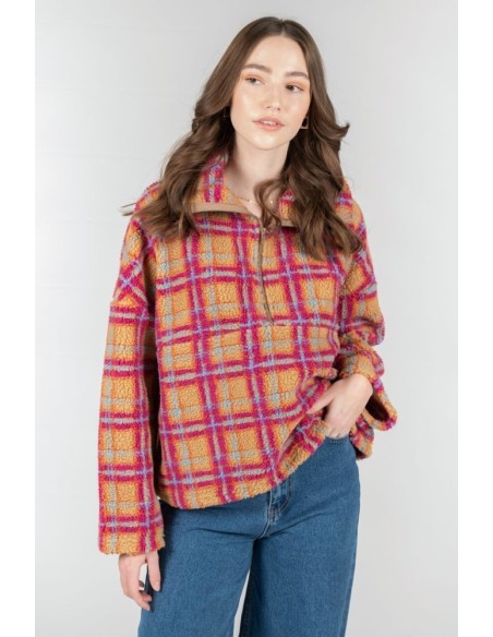 24 Colours Teddy Checked Shirt in Brown - 50721d