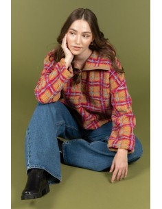 24 Colours Teddy Checked Shirt in Brown - 50721d