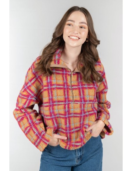 24 Colours Teddy Checked Shirt in Brown - 50721d