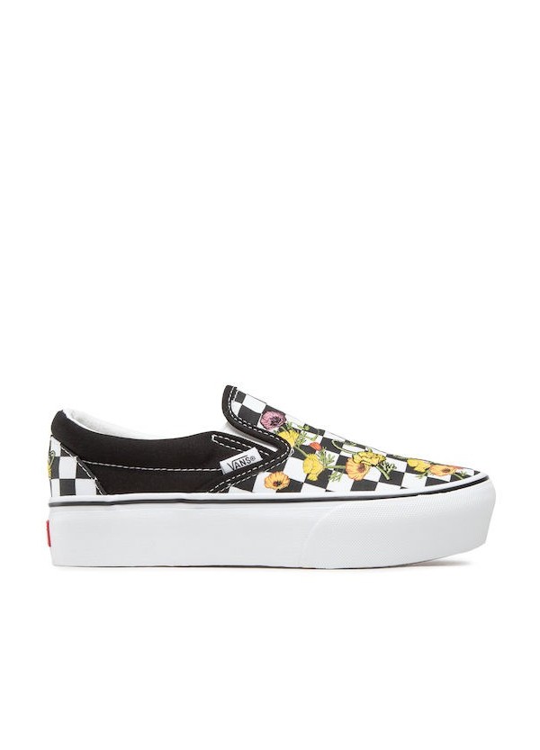 Vans Classic Slip-On Platform Poppy Checkerboard Black - VN0A5KXIBML