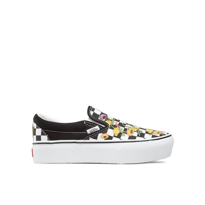 Vans Classic Slip-On Platform Poppy Checkerboard Black - VN0A5KXIBML
