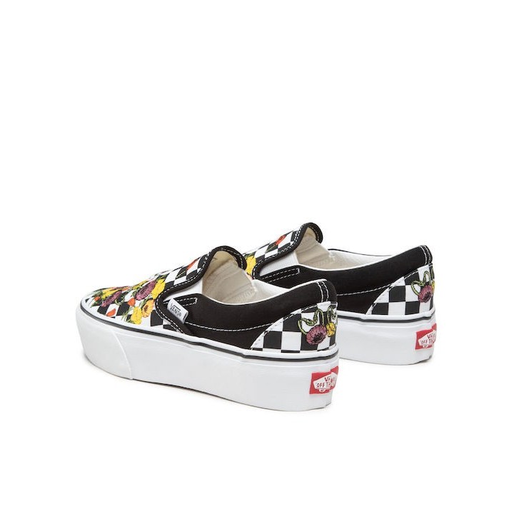 Vans Classic Slip-On Platform Poppy Checkerboard Black - VN0A5KXIBML