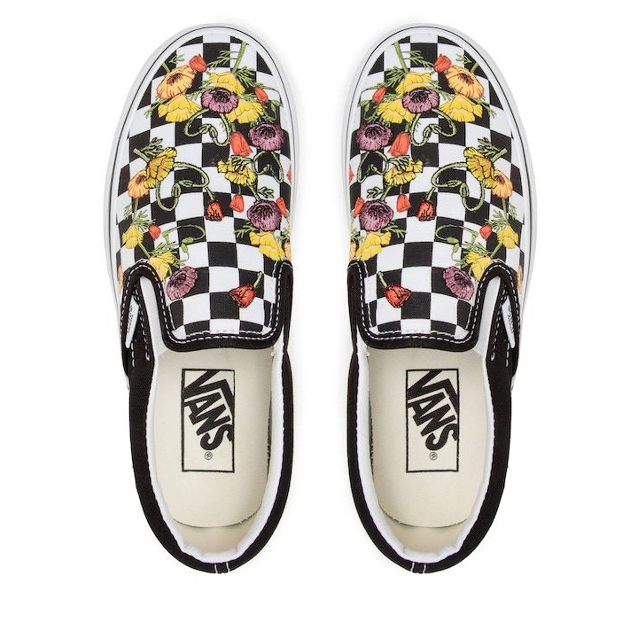 Vans Classic Slip-On Platform Poppy Checkerboard Black - VN0A5KXIBML