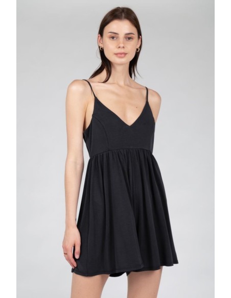 24COLOURS  V-neck jumpsuit Black - 20992