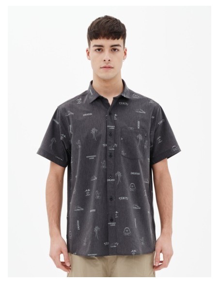 EMERSON ΑΝΔΡΙΚΟ ΕΛΑΣΤΙΚΟ ΚΟΝΤΟΜΑΝΙΚΟ ΠΟΥΚΑΜΙΣΟ ΜΕ ΤΡΟΠΙΚΟ ΜΟΤΙΒΟ OFF BLACK -221.EM61.03