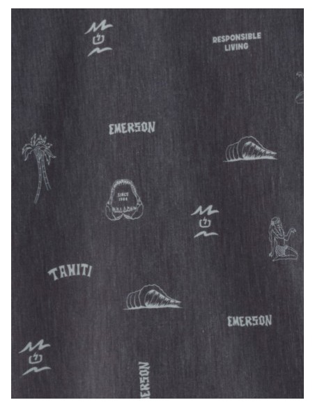 EMERSON ΑΝΔΡΙΚΟ ΕΛΑΣΤΙΚΟ ΚΟΝΤΟΜΑΝΙΚΟ ΠΟΥΚΑΜΙΣΟ ΜΕ ΤΡΟΠΙΚΟ ΜΟΤΙΒΟ OFF BLACK -221.EM61.03