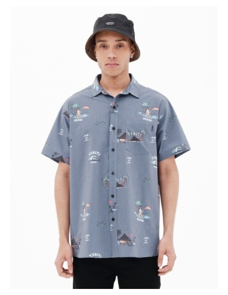 EMERSON ΑΝΔΡΙΚΟ ΕΛΑΣΤΙΚΟ ΚΟΝΤΟΜΑΝΙΚΟ ΠΟΥΚΑΜΙΣΟ ΜΕ ΤΡΟΠΙΚΟ ΜΟΤΙΒΟ MIDNIGHT BLUE-221.EM61.03