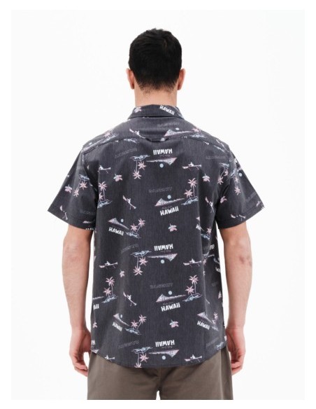 BASEHIT ΑΝΔΡΙΚΟ ΕΛΑΣΤΙΚΟ ΚΟΝΤΟΜΑΝΙΚΟ ΠΟΥΚΑΜΙΣΟ ΜΕ ΤΡΟΠΙΚΟ ΜΟΤΙΒΟ BLACK-221.BM61.02