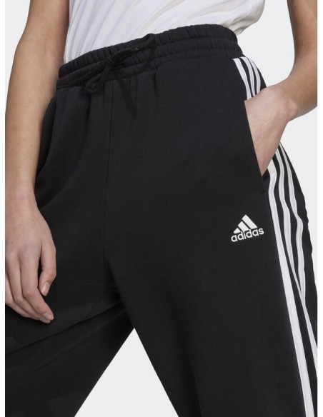 adidas Essentials 3-Stripes Open Hem Fleece Pants - Black-HZ5748