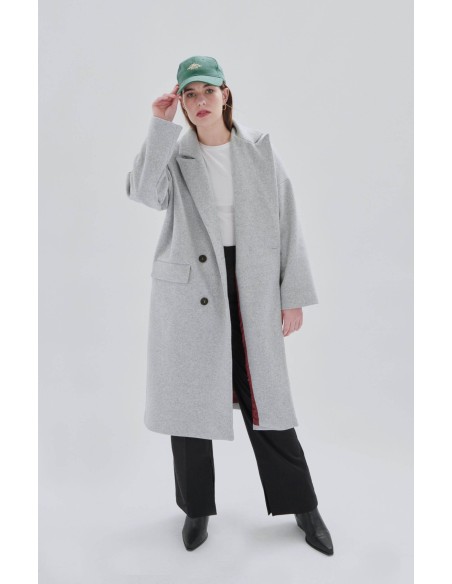 24 Colours Μακρύ Oversized Γκρι Παλτό-90411