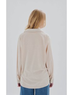 24COLOURS Μπεζ Oversized Κοτλέ Πουκάμισο-30410a 2