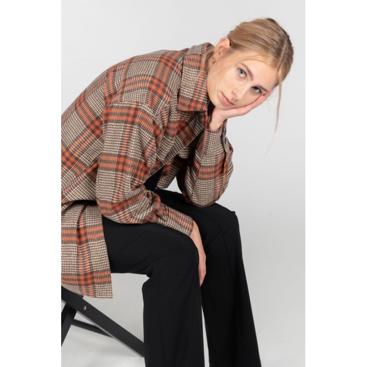 24 COLOURS Jacket Beige/Orange Checkered - 90391
