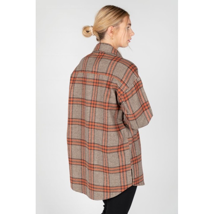 24 COLOURS Jacket Beige/Orange Checkered - 90391