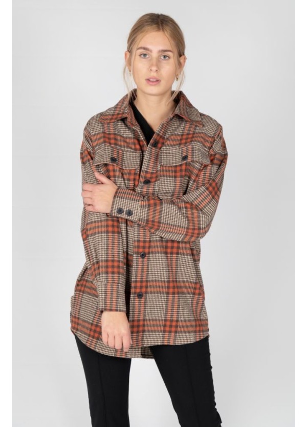 24 COLOURS Jacket Beige/Orange Checkered - 90391