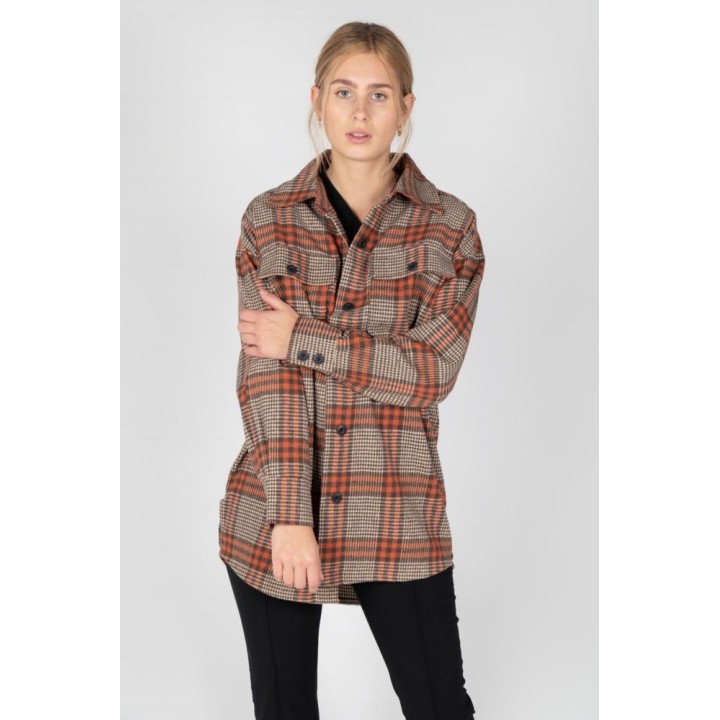 24 COLOURS Jacket Beige/Orange Checkered - 90391