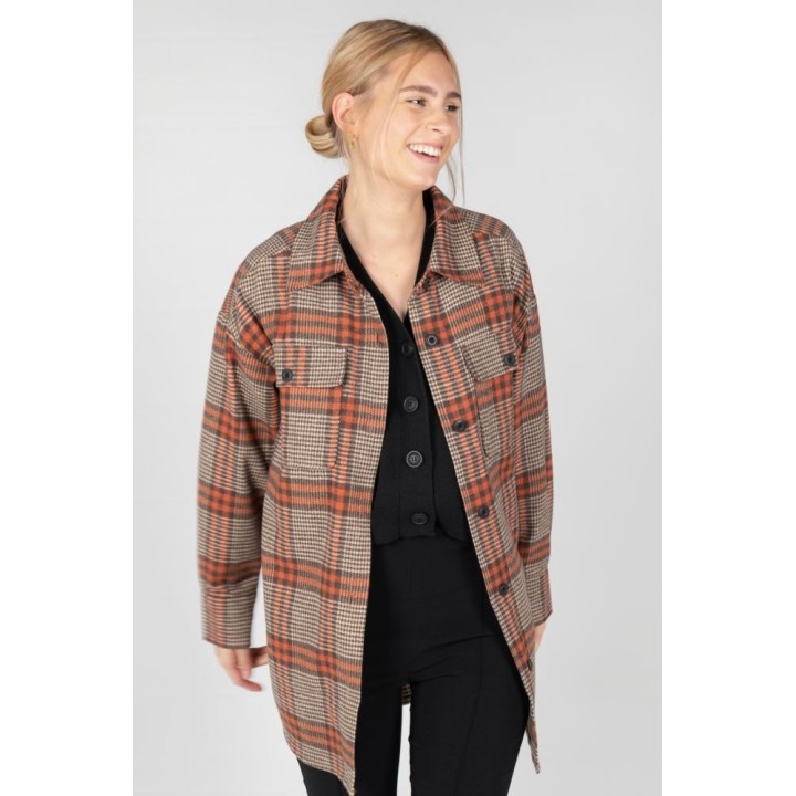 24 COLOURS Jacket Beige/Orange Checkered - 90391