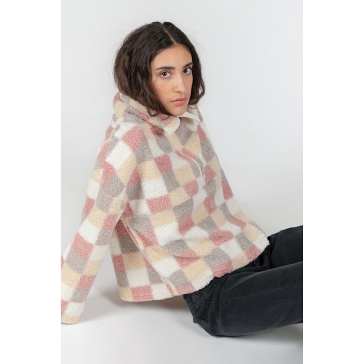 24 COLOURS Shirt Beige Teddy Checked - 50721a