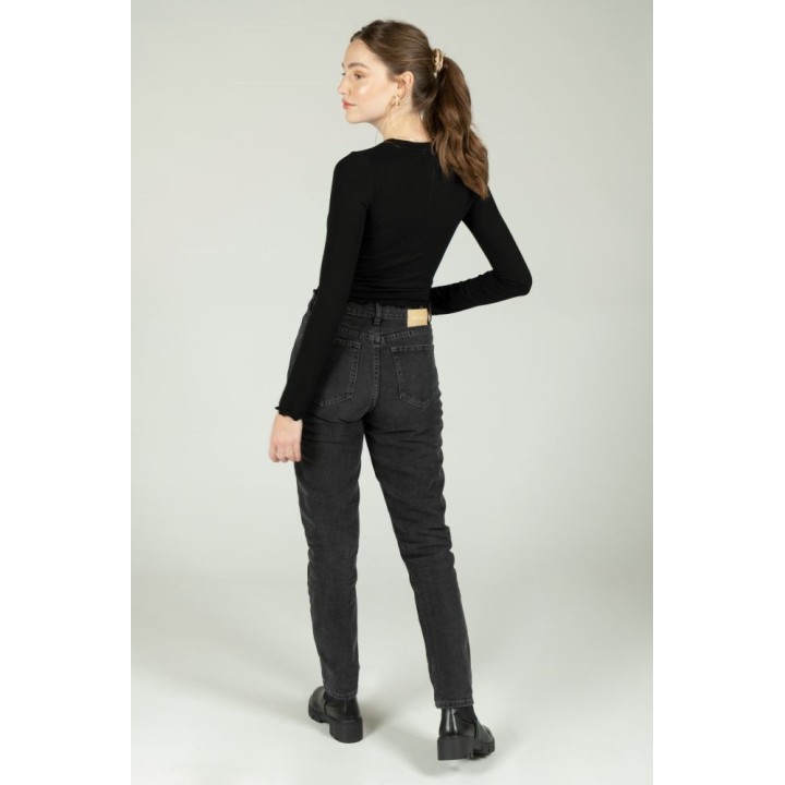 24 COLOURS Pants Slim Mom Black Denim - WET FLOOR High Waist Mom - NOS20