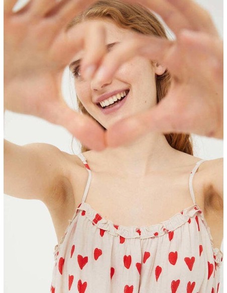 Compania Fantastica Φόρεμα Maxi Heart Print With Stripes  Beige -  41C/11037