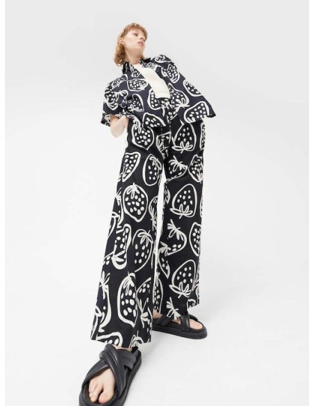 Compania Fantastica Γυναικείο Ψηλόμεσο Βαμβακερό Παντελόνι με Λάστιχο Μαύρο - 41C/41013