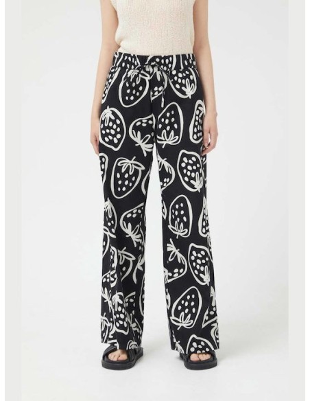 Compania Fantastica Γυναικείο Ψηλόμεσο Βαμβακερό Παντελόνι με Λάστιχο Μαύρο - 41C/41013