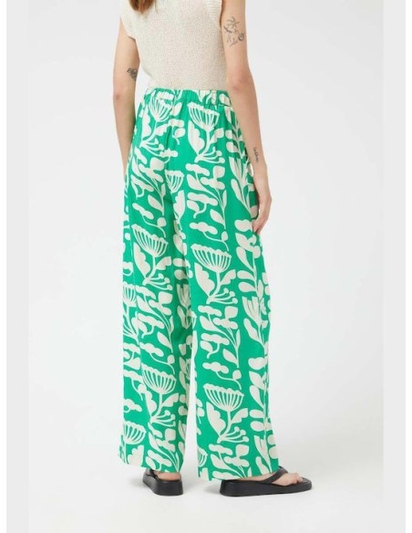 Compania Fantastica Γυναικείο Ψηλόμεσο Υφασμάτινο Παντελόνι με Λάστιχο Πράσινο - 41C/43007