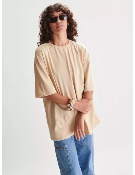 24COLOURS Oversized Plain Γυναικείο T-shirt Beige - 12124a