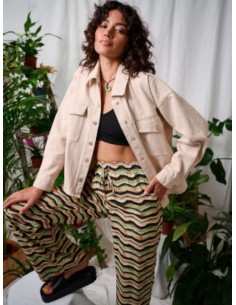 24COLOURS Γυναικείο Υφασμάτινο Παντελόνι Πράσινο - 60809 2