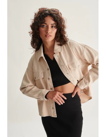 24COLOURS Γυνακείο Jacket Beige - 90456b