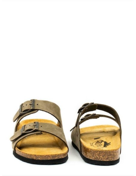 Plakton Eva NOBUCK Δερμάτινα Γυναικεία Σανδάλια Ανατομικά σε Χακί Χρώμα - 180010-kaki