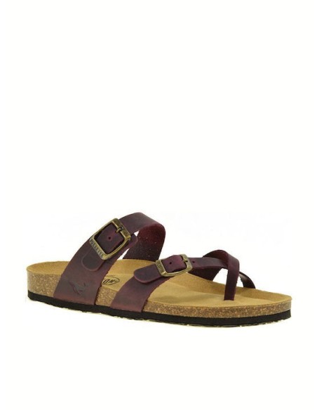 Plakton Eva APURE Δερμάτινα Γυναικεία Σανδάλια Ανατομικά σε Μπορντώ Χρώμα - 181032-burdeos