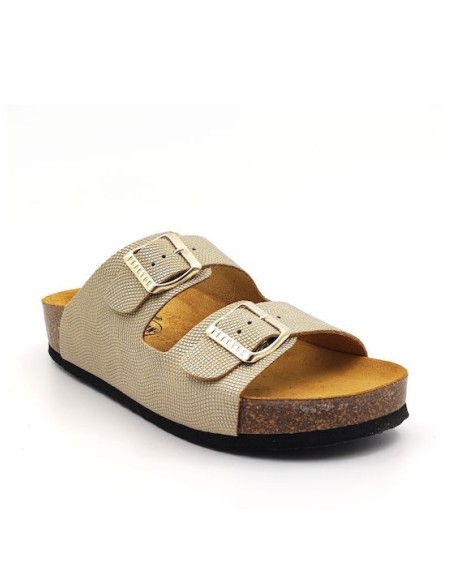 Plakton Eva HONDURAS Δερμάτινα Γυναικεία Σανδάλια Ανατομικά σε Platino Χρώμα - 340010-platino