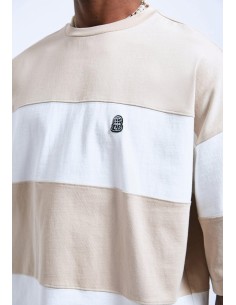 Dr Denim Ανδρικό T-Shirt Curtis Tee - Pale Taupe Stripe -... 2