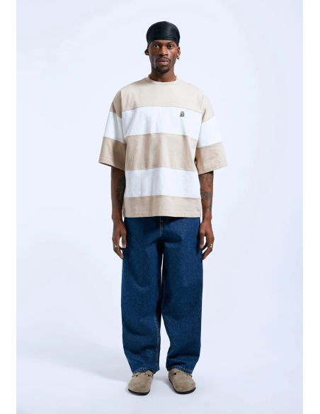 Dr Denim Ανδρικό T-Shirt Curtis Tee - Pale Taupe Stripe - 2321121