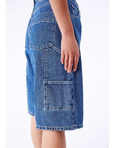 Dr Denim Bree Worker Pebble Mid Stone Shorts- 2410105