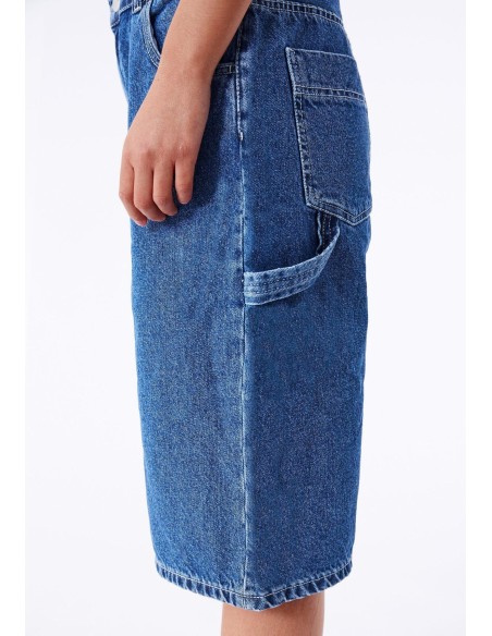 Dr Denim Bree Worker Pebble Mid Stone Shorts- 2410105