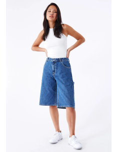 Dr Denim Bree Worker Pebble Mid Stone Shorts- 2410105