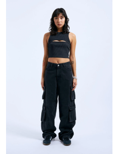 Dr Denim Γυναικείο Τοπ Μπλουζάκι Ainslee Top - Off Black... 2