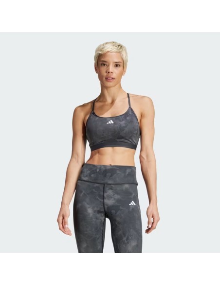 adidas AEROREACT TRAINING ESSENTIALS LIGHT SUPPORT TIE-DYE FLOWER-PRINT BRA - IN4304