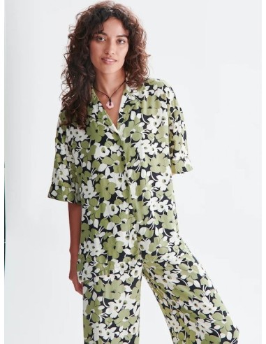 24COLOURS Πράσινο πουκάμισο με φλοράλ...