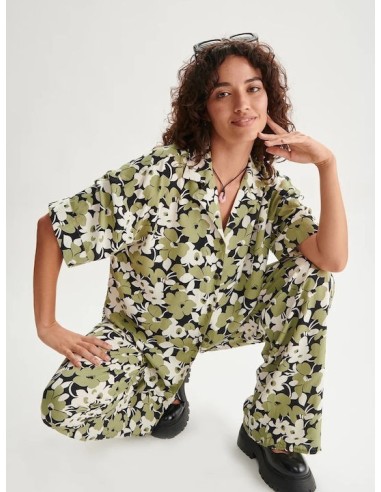 24COLOURS Πράσινο πουκάμισο με φλοράλ...
