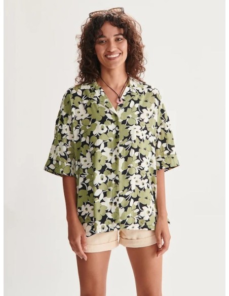 24COLOURS Πράσινο πουκάμισο με φλοράλ σχέδιο - 30392