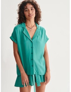 24COLOURS Μακρυμάνικο Γυναικείο Πουκάμισο Πράσινο - 30418a