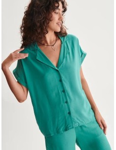 24COLOURS Μακρυμάνικο Γυναικείο Πουκάμισο Πράσινο - 30418a 2