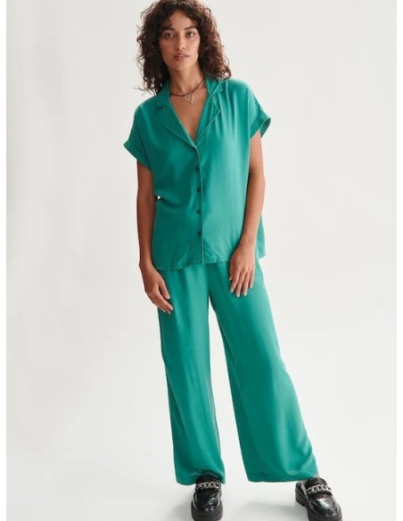 24COLOURS Μακρυμάνικο Γυναικείο Πουκάμισο Πράσινο - 30418a