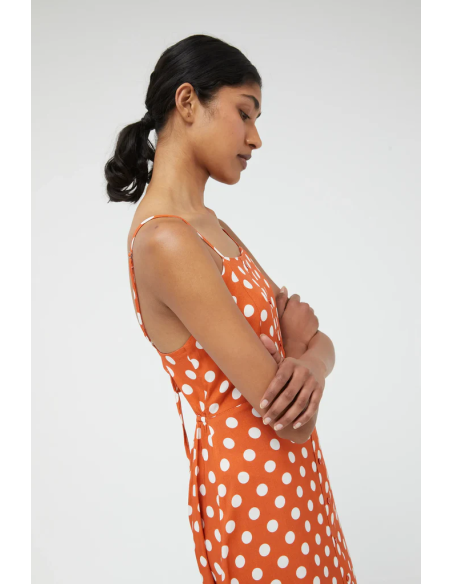 COMPANIA FANTASTICA Μακρύ φόρεμα με ανοιχτή πλάτη και καφέ πουά -  12123