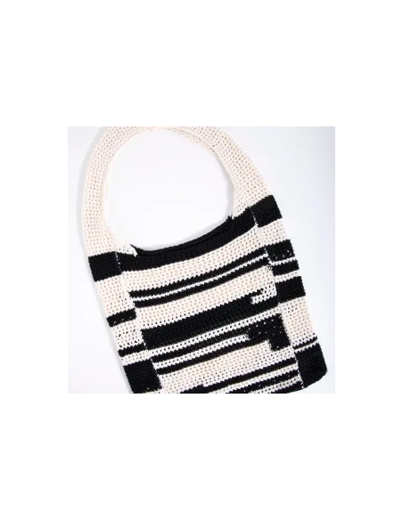 24COLOURS Crochet Bag Black/White - 18795a
