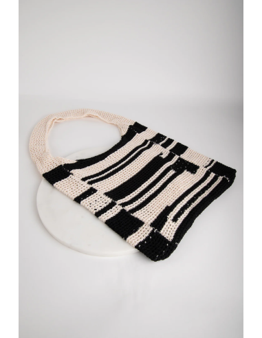 24COLOURS Crochet Bag Black/White -...